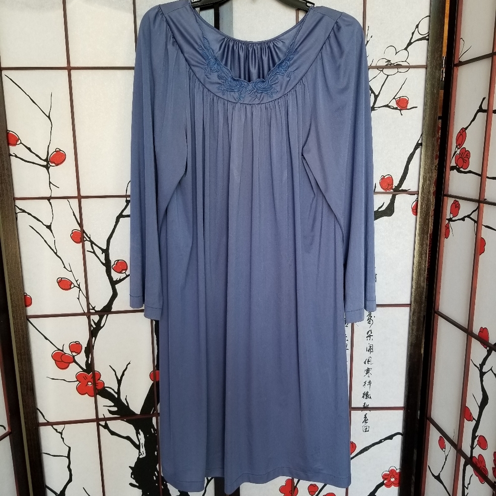 Vintage Shadowline Medium Nylon Blue Nightgown